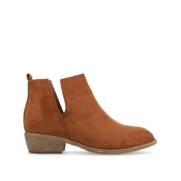 Journee Collection Womens Rimi Faux Suede Block Heeled Booties Camel Size 10 NWB - Picture 1 of 7